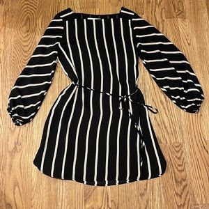 LOFT black and taupe striped dress.   Size XS Petite